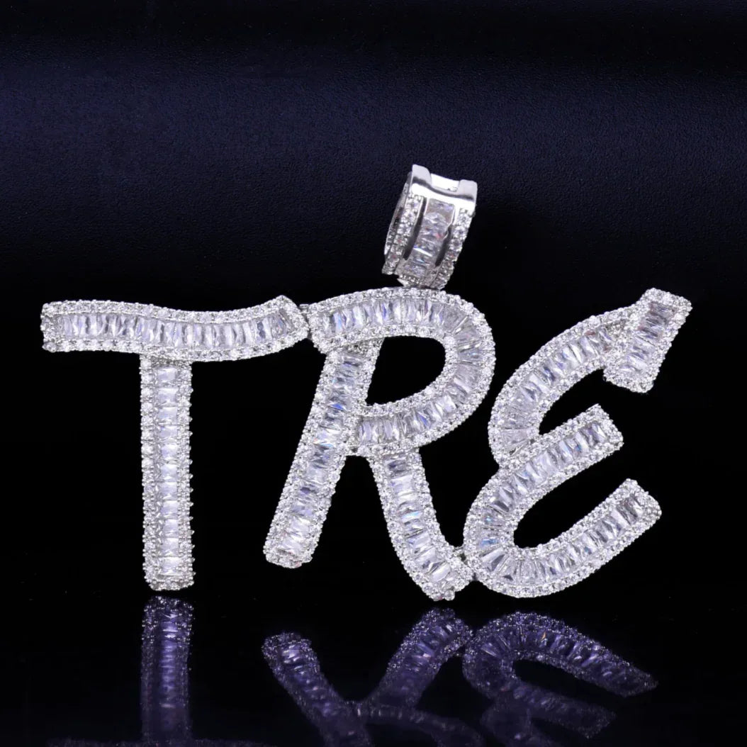 Italic Iced Out Personalized Custom Name Necklace Pendant - Luxury Custom Jewelry - CaratixJewelry